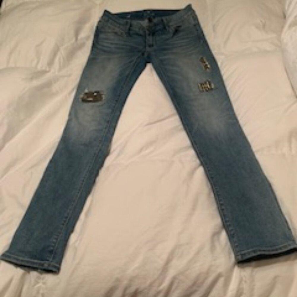 Medium Wash Bedazzle Jeans with Bronze Cutouts